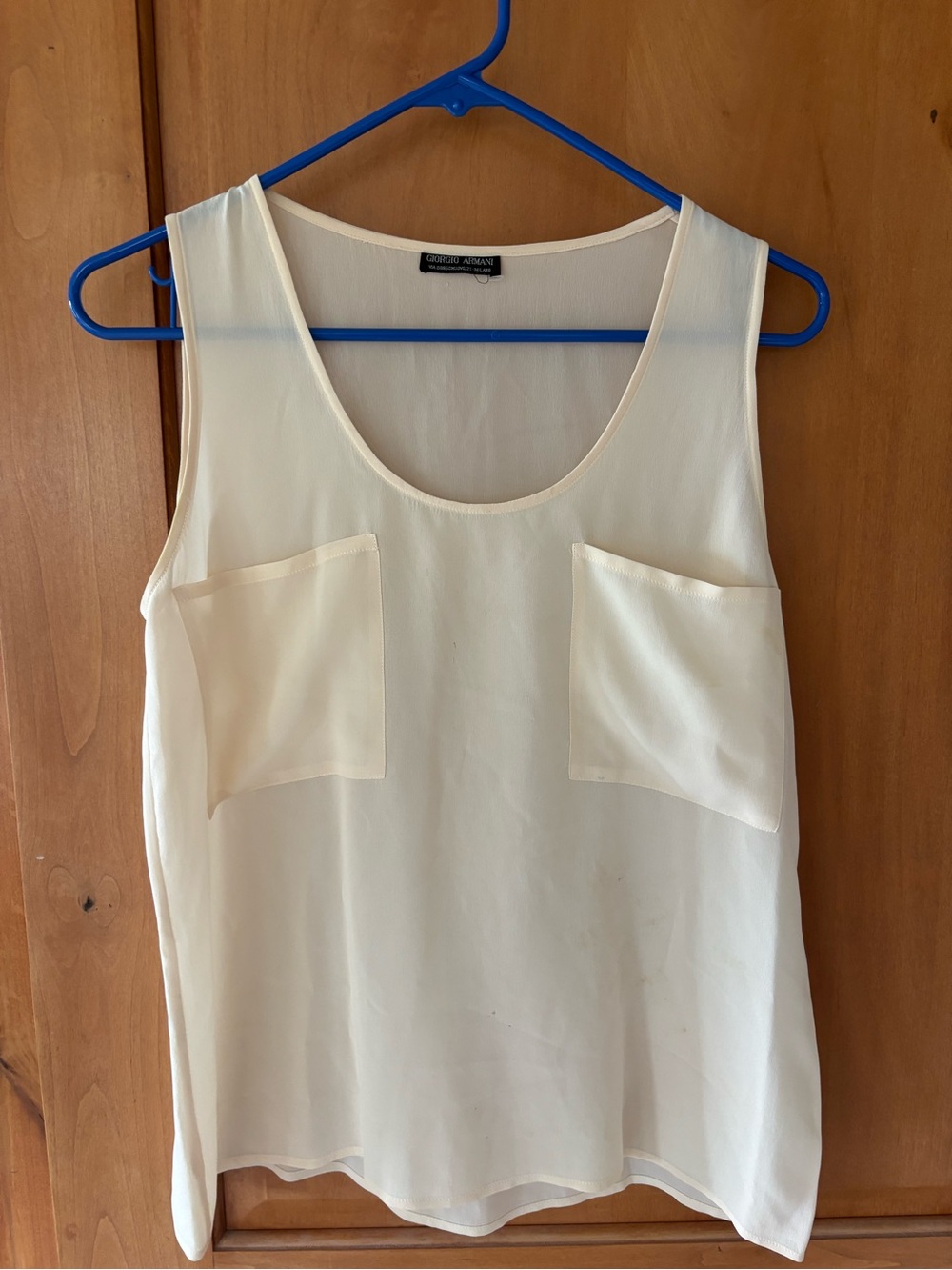 Giorgio Armani Cream Double-Pocket Sleeveless Camisole